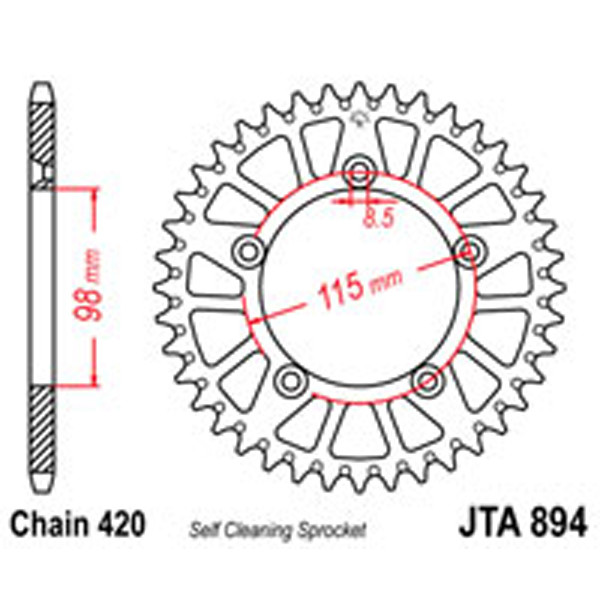 JT JT Rear Sprockets R/W 894-50SC Alloy